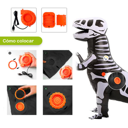 Disfraz Dinosaurio Esqueleto Gigante Inflable Adulto Halloween DNHUESO